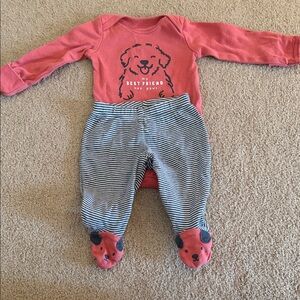 Carter's Pink and Gray Baby Footie Set